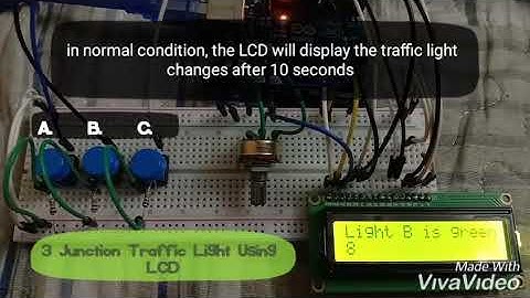 3 Junction Traffic Light using Arduino uno and 16X2 LCD