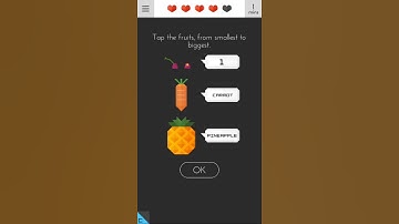 Tricky Test 2 level 7 Tap the fruits, from smallest to biggest Walk-through