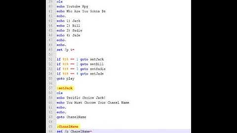 Youtube Rpg - Batch File Game - Ep 2 - Making your character