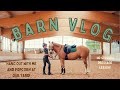 BARN VLOG! Harlow and Popcorn at the stables! No stirrups dressage lesson!