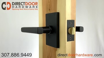 Emtek Freestone Lever Handle with Modern Rectangular Rosette in Flat Black