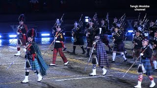 Celtic Orchestra of  bagpipe and drums. Music festival \