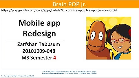 Brain POP Jr : Redesign Mobile App Project