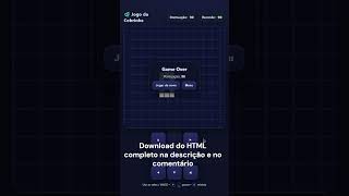 Projeto para treinar #HTML #CSS #JS #JOGO #GAME #COBRINHA
