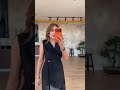Kruvaze Yaka Tensel Siyah Elbise