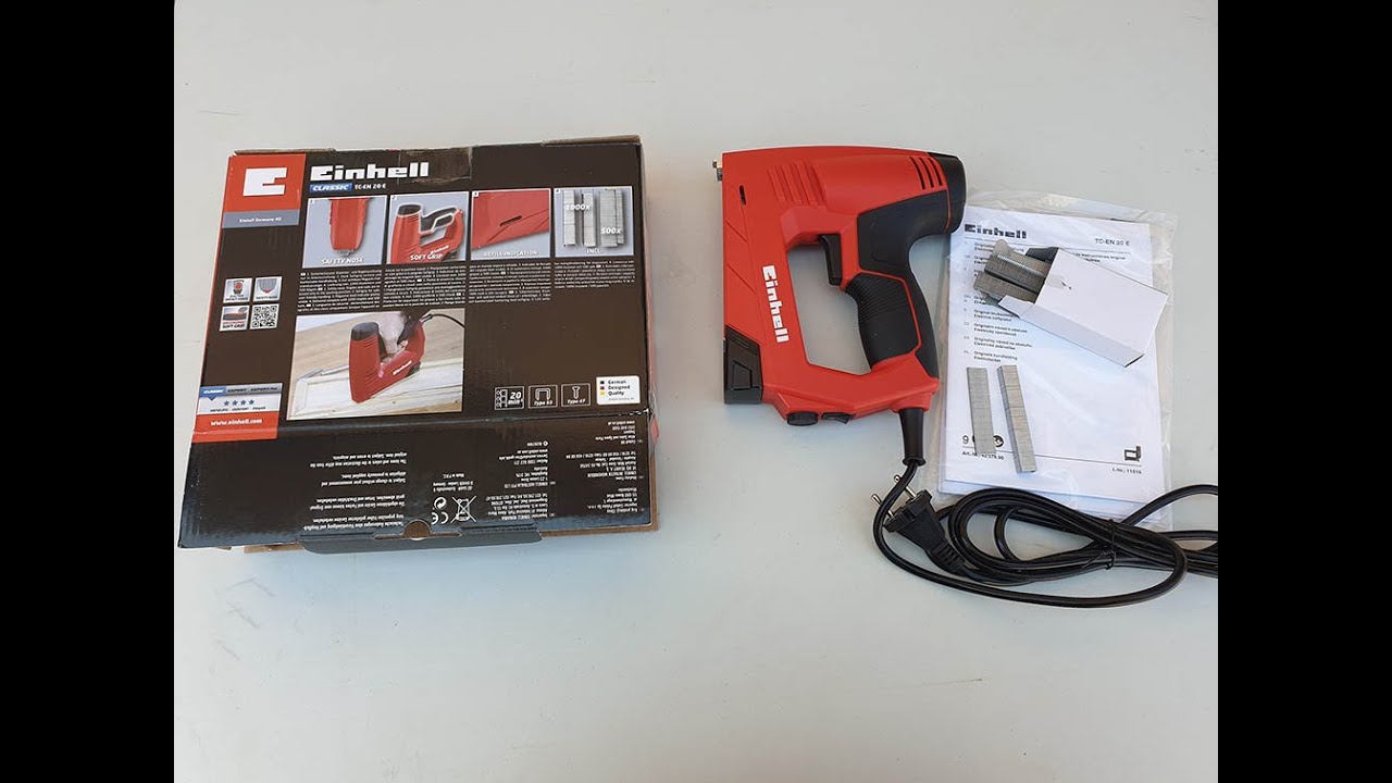 Grapadora EINHELL Classic TC-EN 20 E (clavos y grapas) Unboxing, / Test /  Review 