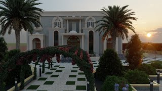 Exterior design a house of 548 sq m , with a classic garden