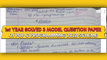 VTU First Year 2023 Solved 3 Model question papers of "POP C- programming" "MODULE-4" #c_language