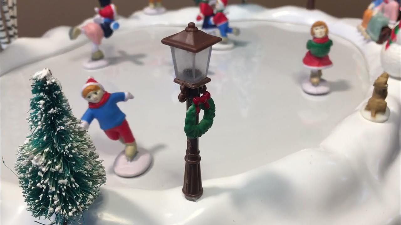 Vintage Tony Co "Village Skating Pond' 22pc Animated Musical Christmas