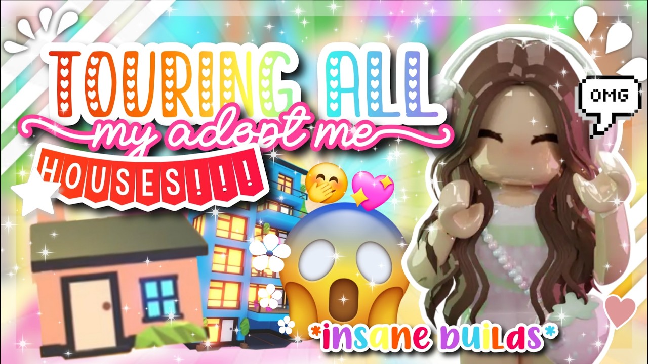 ✨TOURING ALL of my adopt me HOUSES!!! 🏠👀 *insane builds*