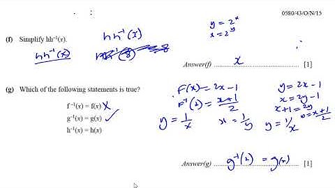 0580/43/O/N/15 (IGCSE) Paper 43 Q9 f,g,h  Functions, Composite Functions