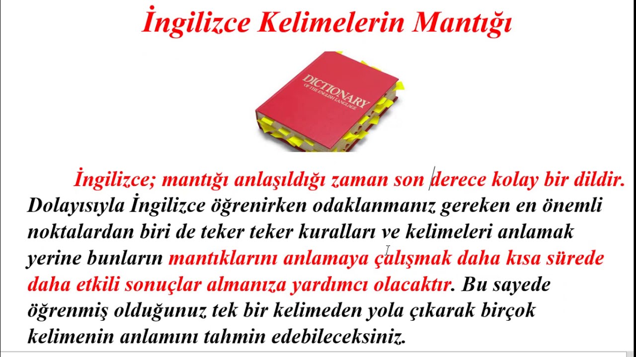 İngilizce Kelimelerin Mantığı