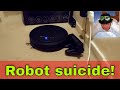 Robot suicide! Saved by my trusty stair dog.