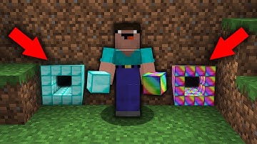 Minecraft NOOB vs PRO: SUPER SMALL DIAMOND TUNNEL in ONE BLOCK vs RAINBOW IN VILLAGE! Challenge 100%