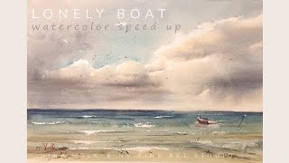 Watercolor Painting Seascape Demo Lonely Boat Lose Watercolor