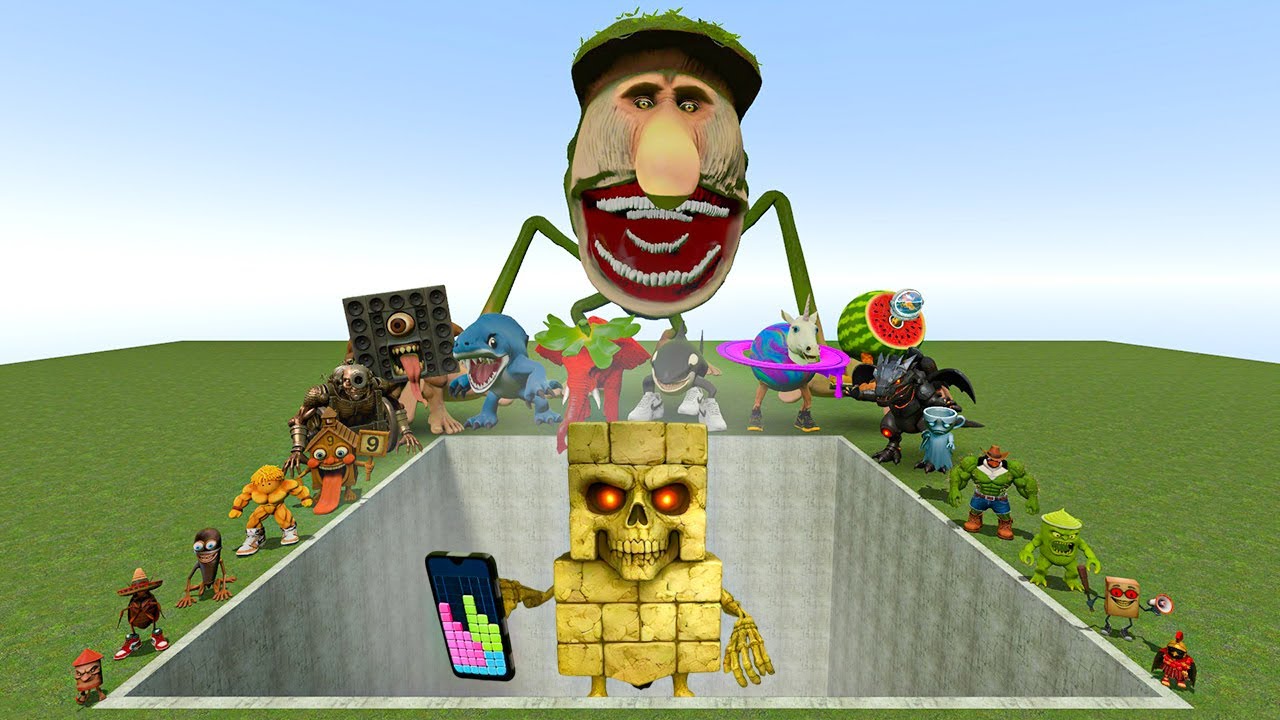 Мемы ИИ Brainrot против скелетов-боссов Anpali в гигантской яме – Gmod Chaos