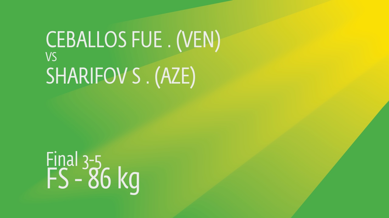 BRONZE FS - 86 kg: S. SHARIFOV (AZE) df. P. CEBALLOS FUE (VEN), 5-1