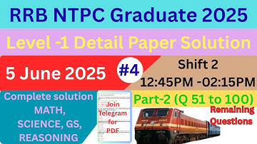 Solving RRB NTPC Previous year question paper 5 june 2025 shift 2 part 2 #groupd  #ntpc #rrbntpc