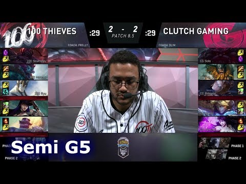 100 Thieves Vs Clutch Gaming | Game 5 Semi Finals S8 NA LCS Spring 2018 | 100 Vs CG G5