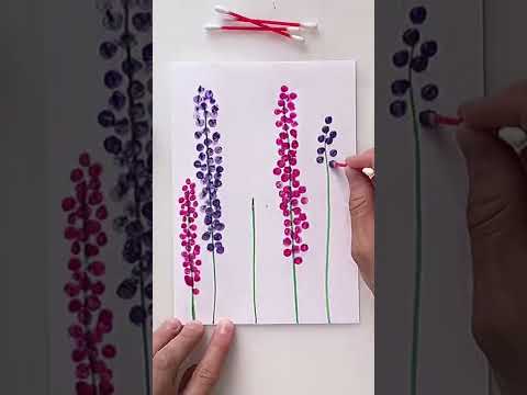 Рисуем цветы ватными палочками. Как нарисовать цветы просто. Урок рисования. Drawing flowers.
