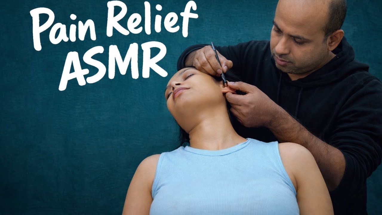 Relaxing Pain Relief Head & Shoulder Massage ASMR | Reiki Master Neck & Ear Crack 