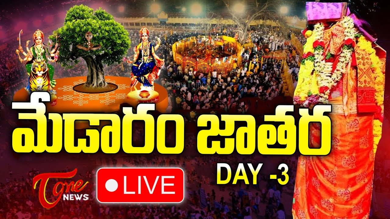 Medaram Jatara 🔴Live | Sammakka Saralamma Jatara Day-02 | మేడారం జాతర | Tone News