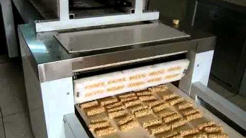 BakeryMachinery.Net Granola, Energy & Cereal Bar Forming Extruder slab line.mp4