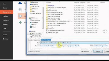 Guardar como Presentación con diapositivas de Power Point (.ppsx)