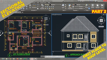 How to draw section elevation of a building in autocad Part 2