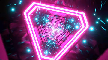 🔺 4K Screensaver | Pink and Cyan Neon Triangle Tunnel with Particles – VJ Loop (No Audio) 🌌