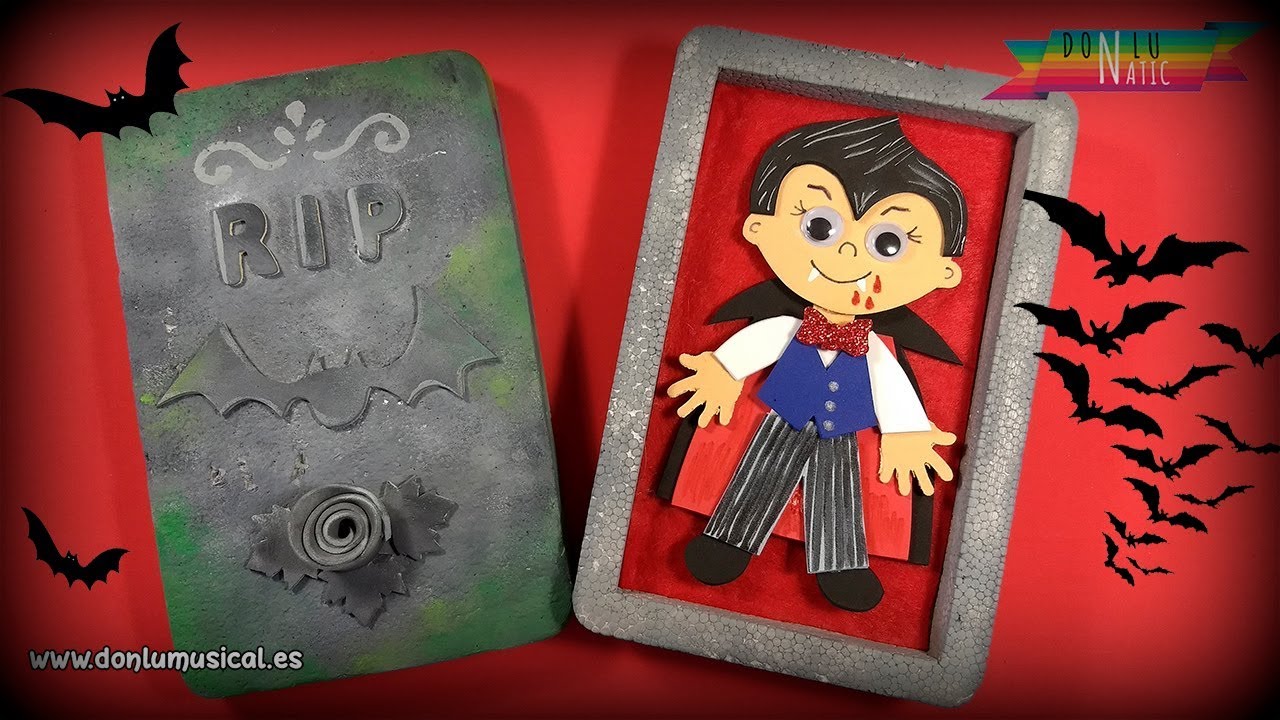 Manualidades para Halloween. Tumba lápida de vampiro YouTube