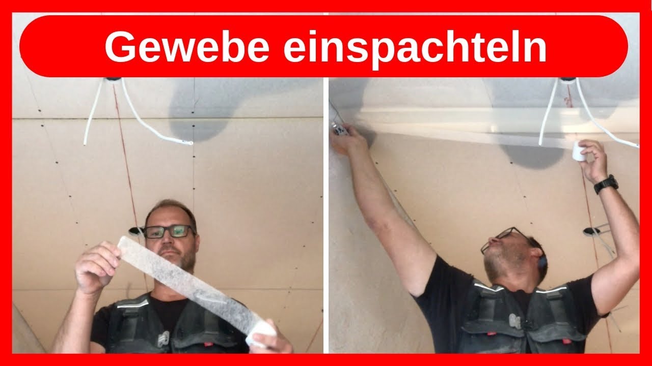 Trockenbau Fugen spachteln, Gewebe Fugenband einspachteln,  Glasgewebestreifen / Dachausbau DIY - YouTube