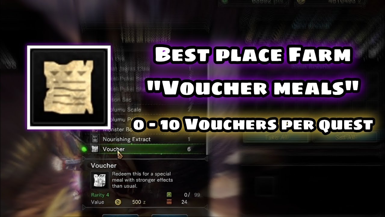 Best place farm Voucher meals | Monster Hunter World ICEBORNE
