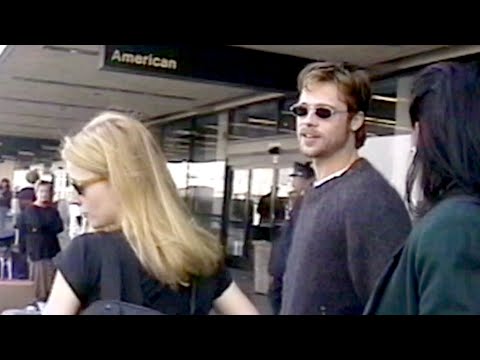 Throwback - Brad Pitt and Gwyneth Paltrow at LAX airport with a ton of luggage.