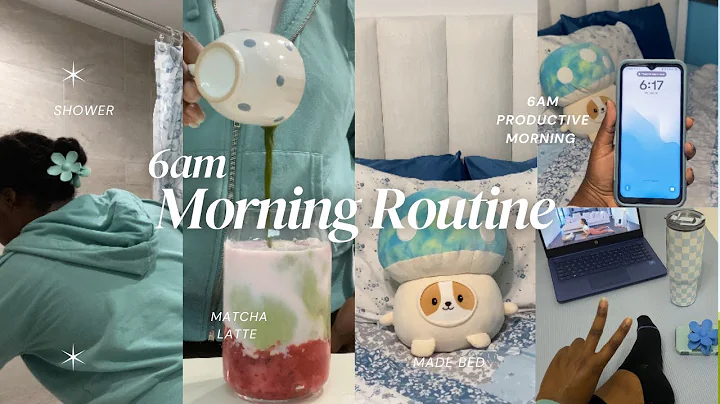 trying the 6AM "THAT GIRL" MORNING ROUTINE 🩵 | productivity, selfcare, healthy habits & more  🫧🍵🧸🩵