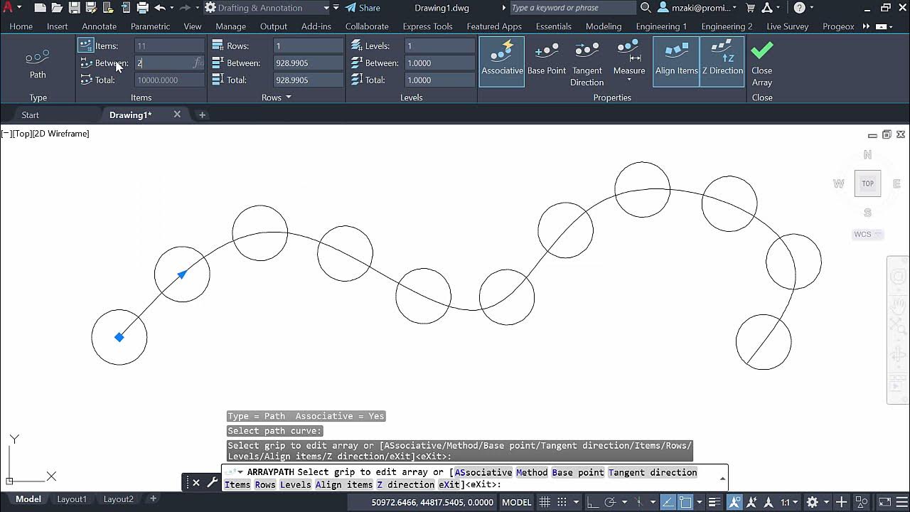 Curve path. Spline curves. path array how to delete autocad.