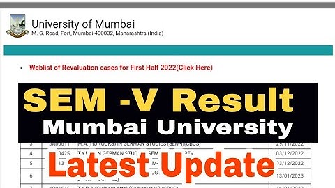 SEM 5 Result Latest Update || TYBCOM SEM -V Result Mumbai University