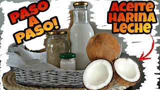 Cómo hacer ACEITE DE COCO / HARINA DE COCO / LECHE DE COCO en casa paso a paso / Cocina Con Nelu
