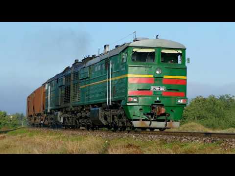 2ТЭ10М-2602 с грузовым поездом следует через пост 230 км