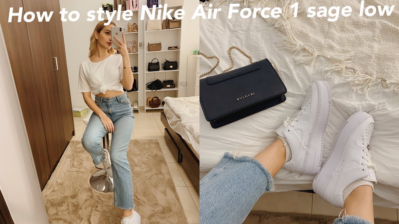 nike air force 1 sage low white outfit