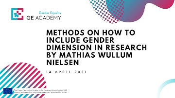 Methods on how to include gender dimension in research | Thinking gender in science & innovation