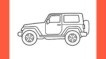 How to draw JEEP WRANGLER Rubicon 2017 easy / drawing Mahindra Thar off road car step by step