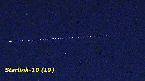 SpaceX  Starlink 9 (10) Satellites Train seen from Earth - 20 hours after launch. 08.08.2020