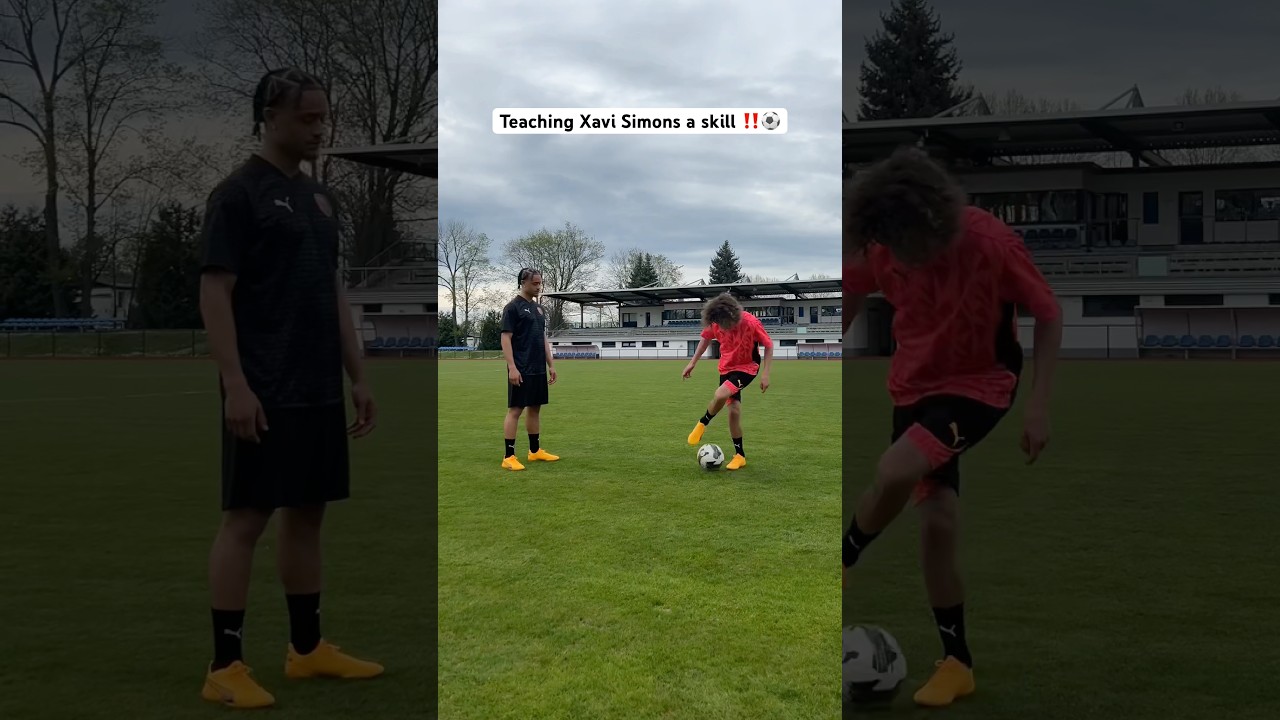 Teaching Xavi Simons a Skill 😳😮💨‼️ #football #soccer #skills #fast
