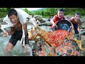 Cooking in jungle meet the goat at waterfall  primitive technology