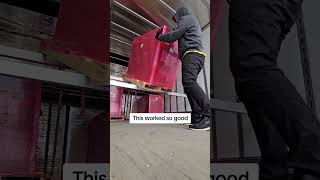 Unloading by Hand. #trucker #truckerlife #pallet #forklift #skill #smart #fyp #viral #bluecollar