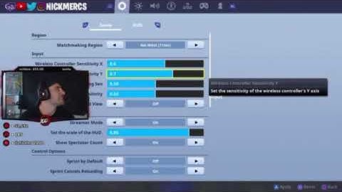 NICKMERCS SHOWS HIS FORTNITE SETTINGS/SENSITIVITY on STREAM!