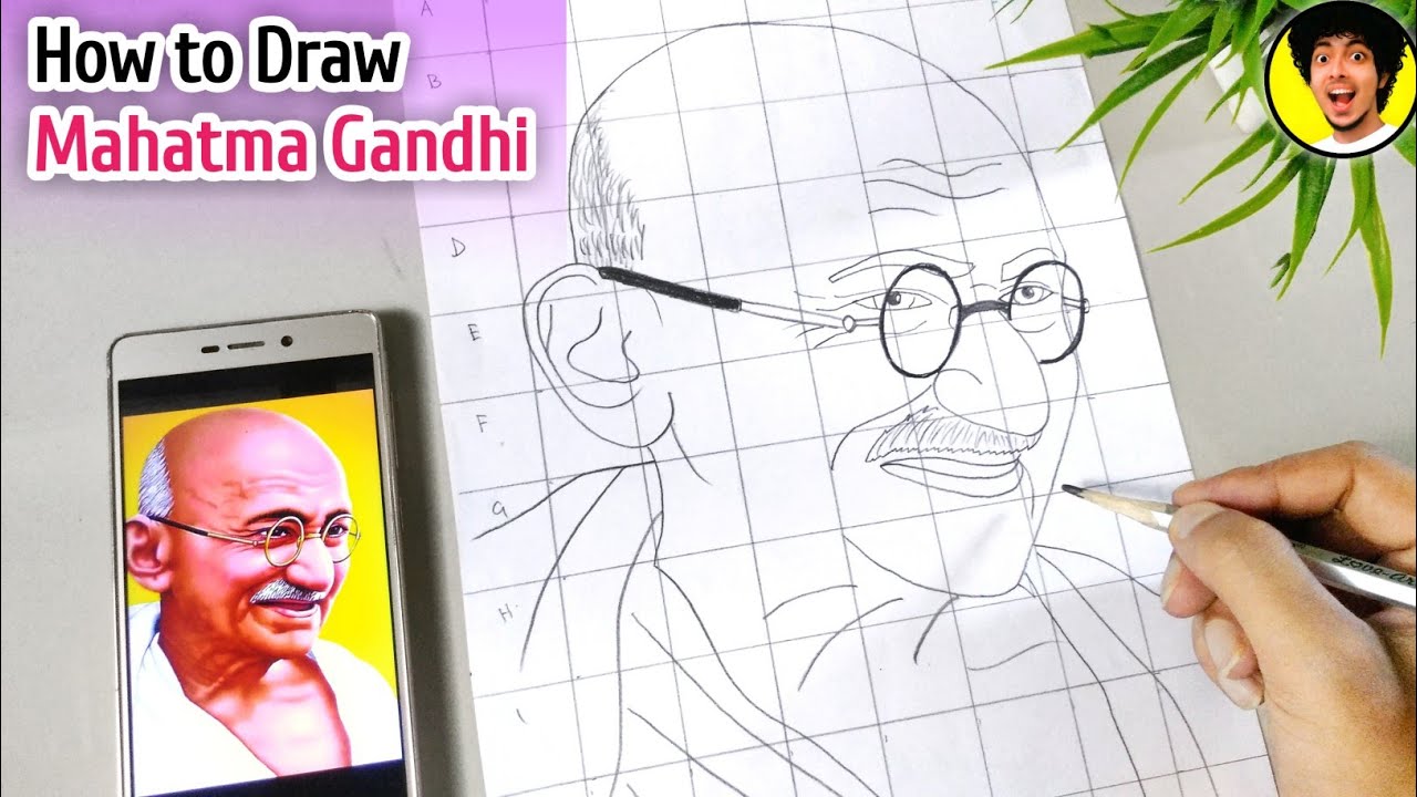 Mahatma Gandhi Easy Oil Pastels Drawing
