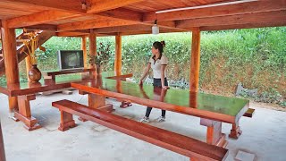 Complete Set Of Big Wooden Tables & Chairs  How To Varnish Wood  BUILD BIGGEST LOG CABIN