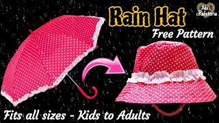 Sew Rain Hat from Old Umbrella | Bucket Hat FREE pattern for Kids and Adults | How to Stitch a hat